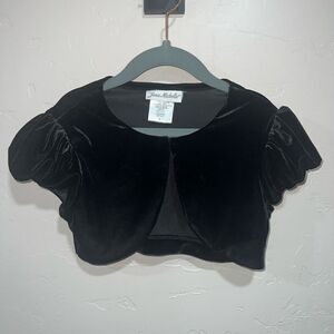 Jona Michelle Girls Black Special Occasion Shrug, Velvet Feel Size 6, Cover-up